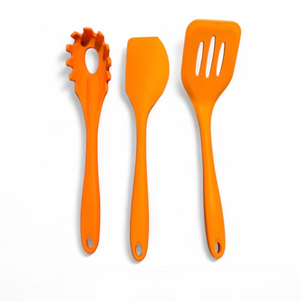 Core - Orange Silicone Kitchen Utensil Set - Spaghetti Spoon, Turner, Spatula